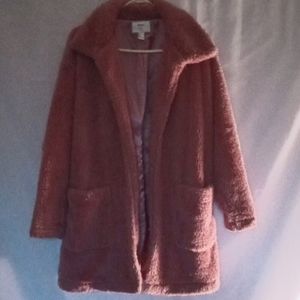 Dusky Rose Forever 21 Teddy Bear Coat. Size L. Good Condition.